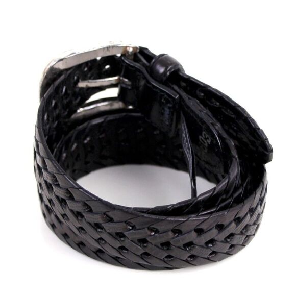 Brighton WOVEN DARK BROWN LEATHER 1"Wd DRESS CASUAL WOMEN'S BELT Sz M/32 (T12 - Picture 4 of 12